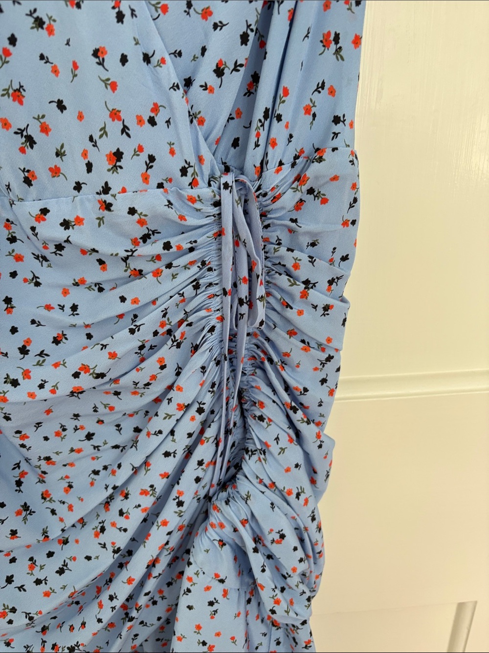 Veronica Beard Light Blue Floral Wrap-Style Midi Dress - Picture 3 of 6
